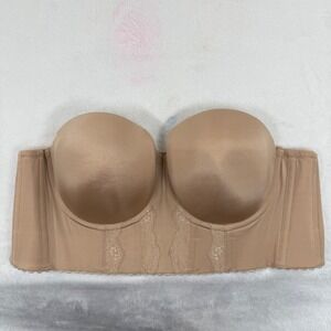 Parfait Strapless Bra Size 42D Beige‎ Lace Detail Comfortable Support
